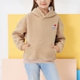 thumbnail image 1 of Eltusu Girls Fleece Hoodies, Thermal Long Sleeve Pullover Soft Sweatshirts with Pockets Beige Size 5-6 T, 1 of 6