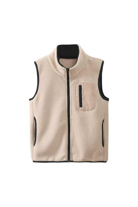 Girls Fleece Vests, Soft Zip up Thermal Mid-Weight Winter Outerwear Khaki Size 14-16 T