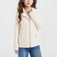 thumbnail image 1 of Eltusu Girls Fleece Jackets with Zipper, Long Sleeve Soft Stand-up Collar Warm Winter Outerwear Beige Size 12-13T, 1 of 5