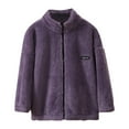 thumbnail image 1 of Eltusu Girls Fleece Jackets with Zipper, Mid-weight Warm Stand-up Collar Solid Color Winter Outerwear Purple Size 8 T, 1 of 2
