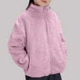 thumbnail image 1 of Eltusu Girls Fleece Jackets with Zipper, Stand-up Collar Solid Color Warm Long Sleeve Winter Outerwear Purple Size 10-11T, 1 of 3