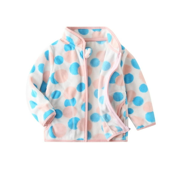 Eltusu Girls Fleece Jackets with Zipper, Warm Stand-up Collar Casual Mid-weight Winter Outerwear Light Blue Size 7 T