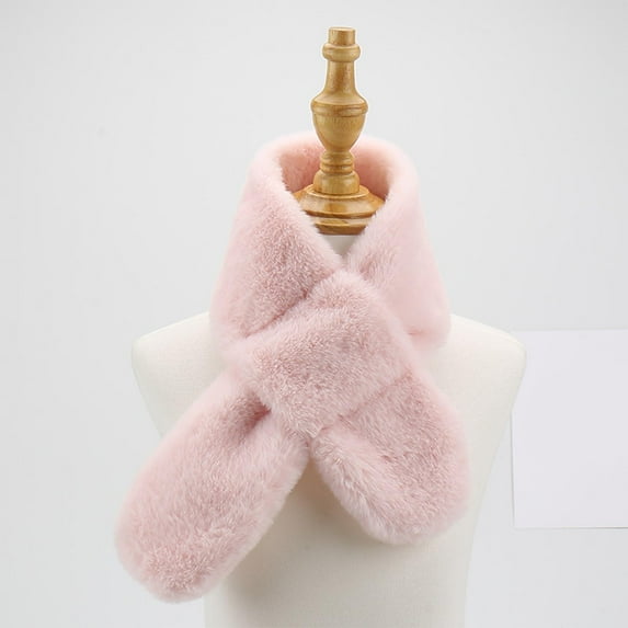 Eltusu Girls Fleece Scarves, Soft Stretch Solid Color Thermal Winter Scarf Pink Size 1-12 T