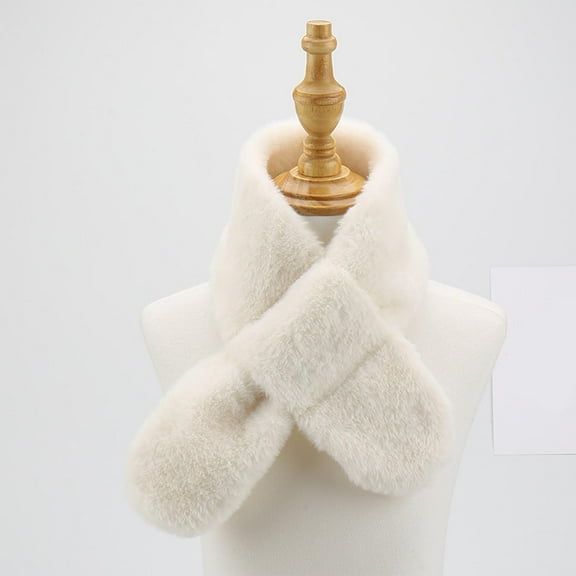 Eltusu Girls Fleece Scarves, Solid Color Soft Stretch Thermal Winter Scarf White Size 1-12 T