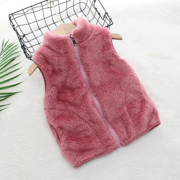 Eltusu Girls Fleece Vest, Soft Sleeveless Comfy Warm Winter Jackets Watermelon Red Size 3-4 T