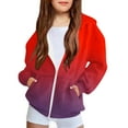 thumbnail image 1 of Eltusu Girls Full Zip Hoodies, Casual Gradient Long Sleeve Relaxed Fit Girls Outerwears Red Size 4-12 T, 1 of 6