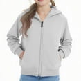 thumbnail image 1 of Eltusu Girls Full Zip Hoodies, Casual Solid Color Long Sleeve Loose Fit Girls Outerwears White Size 5-6T, 1 of 3