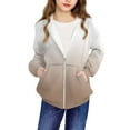 thumbnail image 1 of Eltusu Girls Full Zip Hoodies, Gradient Long Sleeve Loose Fit Casual Girls Outerwears Khaki Size 8-9 T, 1 of 5