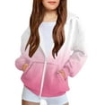 thumbnail image 1 of Eltusu Girls Full Zip Hoodies, Long Sleeve Casual Loose Fit Gradient Girls Outerwears Pink Size 4-12 T, 1 of 6
