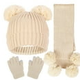 thumbnail image 1 of Eltusu Girls Hats Scarves Gloves Sets, Solid Color Thermal Knitting Cotton Beanies Scarves Mittens Sets 5-12 T Size Knitting Cotton, 1 of 2