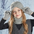 thumbnail image 1 of Eltusu Girls Hats Scarves Gloves Sets, Stretch 3 Pieces Winter Beanies Scarves Mittens Sets 3-8 T Size Acrylic, 1 of 3