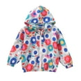 thumbnail image 1 of Eltusu Girls Hooded Jackets, Printed Windproof Lightweight Waterproof Outerwear with Zipper Gray Size 6-7 T, 1 of 2
