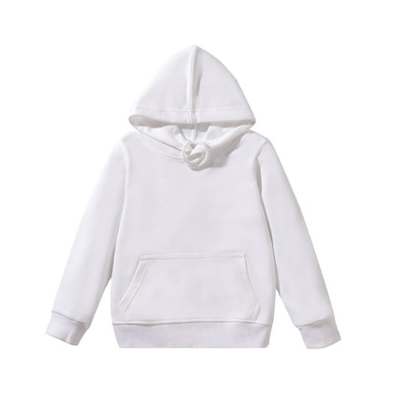 Eltusu Girls Hoodies, Long Sleeve Loose Pullover Solid Color Girls Sweatshirts White Size 7-8 T
