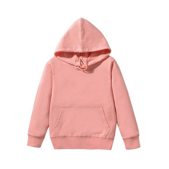Eltusu Girls Hoodies, Long Sleeve Pullover Solid Color Loose Girls Sweatshirts Pink Size 7-8 T