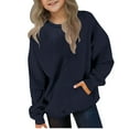 thumbnail image 1 of Eltusu Girls Hoodies, Pullover Loose Fit Casual Solid Color Long Sleeve Sweatshirts Navy Size 10-11 T, 1 of 5