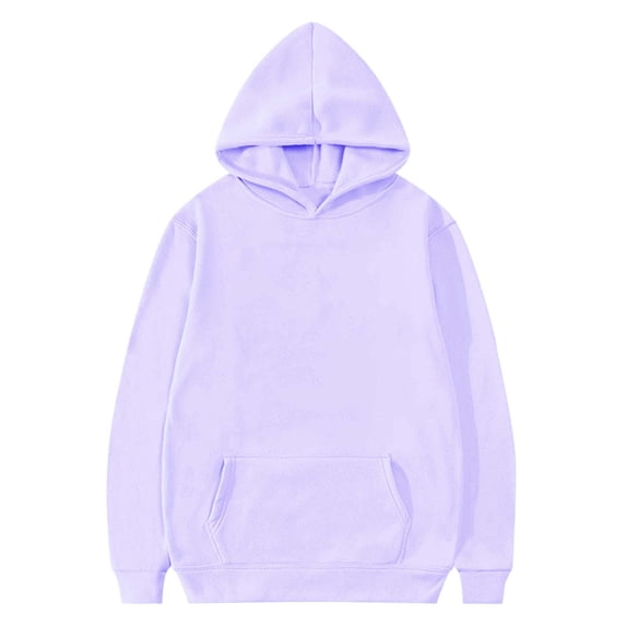 Eltusu Girls Hoodies, Solid Color Long Sleeve Pullover Casual Girls Sweatshirts Purple Size 9-10T