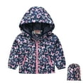 thumbnail image 1 of Eltusu Girls Jackets with Zipper, Waterproof Hooded Windproof Lightweight Spring Fall Outerwear Dark Blue Size 8 T, 1 of 8