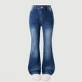 thumbnail image 1 of Eltusu Girls Jeans with Pockets, Fare Leg Slim Fit Elastic Waist Stretch Denim Pants Dark Blue Size 12-13T, 1 of 3