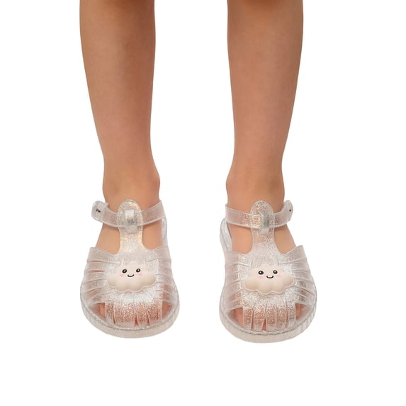 Eltusu Girls Jellies, Beachwear Summer PVC Non Slip Casual Jelly Shoes White Size 12(Little Kids)