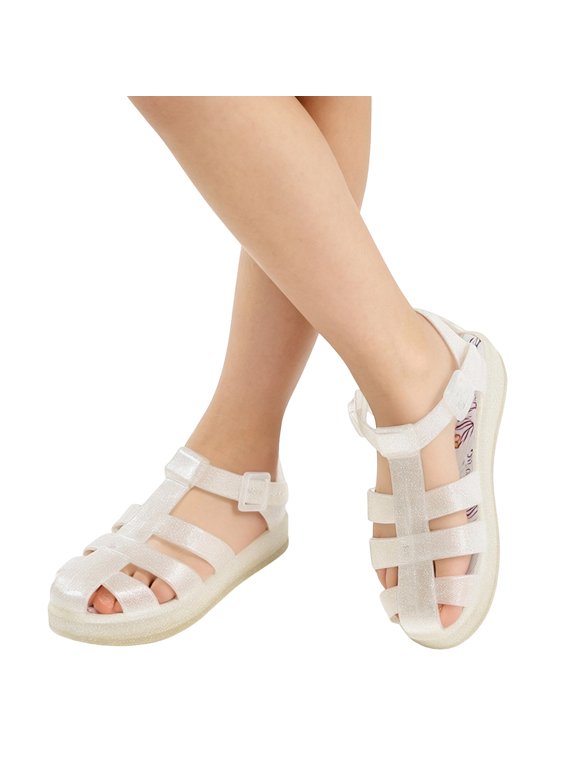 Girls Jellies, Non Slip Summer PVC Breathable Casual Jelly Shoes Silver Size 11(Little Kids)