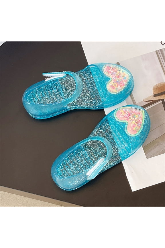 Girls Jelly Sandals, Casual Non-Slip Closed Toe Beach Summer Shoes Blue Size 12.5