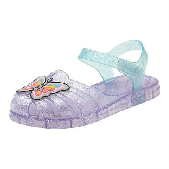Eltusu Girls Jelly Sandals, Closed Toe Beach Non-Slip Party Summer Shoes Purple Size 14.5