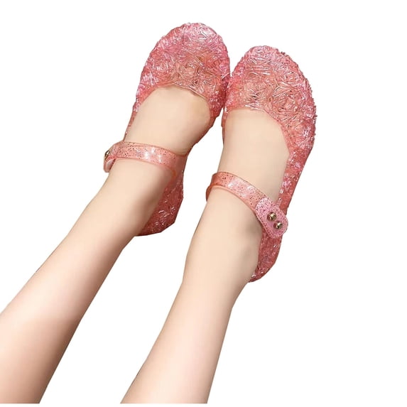 Eltusu Girls Jelly Sandals with Strap, PVC Soft Bottom Non Slip Closed Toe Summer Shoes Pink Size 1.5(Big Kids)