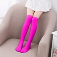 thumbnail image 1 of Eltusu Girls Knee High Socks, Solid Color Soft Tight Cotton School Uniform Socks Hot Pink Size 7-11 T, 1 of 5
