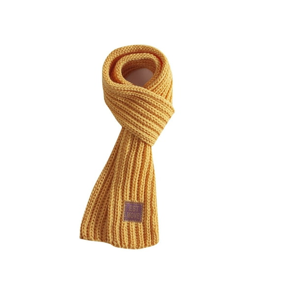 Eltusu Girls Knit Scarves, Soft Winter Warm Stretch Kids Scarf Yellow Size Free Size