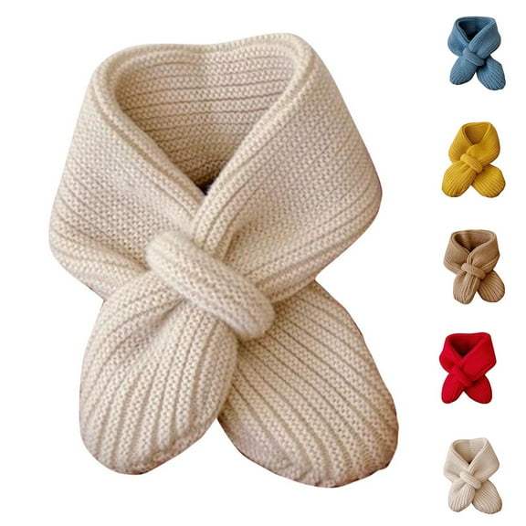 Eltusu Girls Knit Scarves, Winter Soft Stretch Thermal Kids Scarf White Size 0-3 T