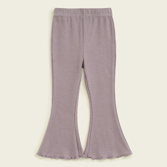 Eltusu Girls Leggings, 2025 Soft Stretch Elastic Waist Flare Pants Purple Size 8 T