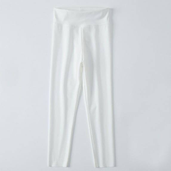 Eltusu Girls Leggings, Dance Elastic Waist Solid Color Stretch Girls Pants White Size 6-7 T