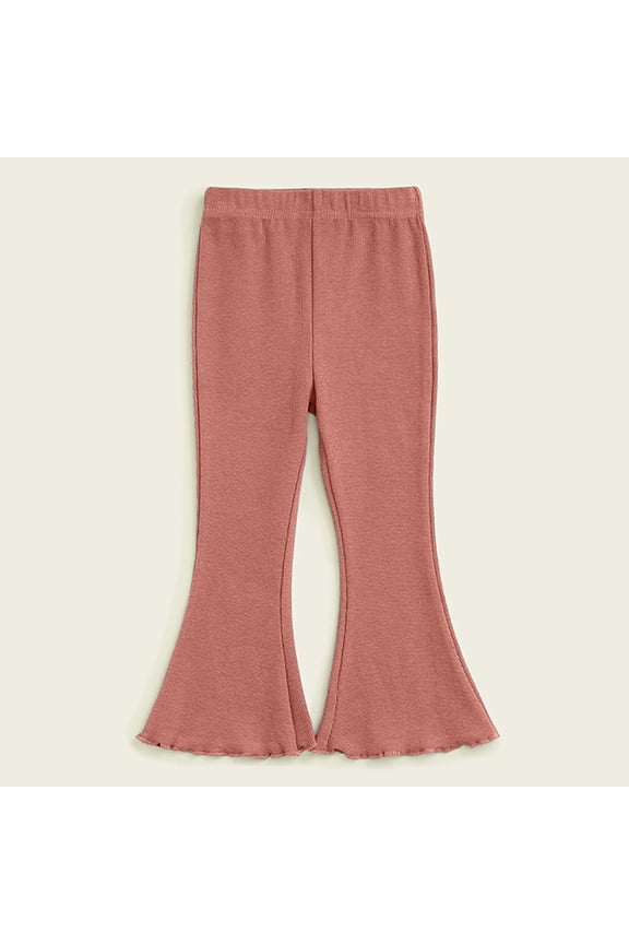Girls Leggings, Elastic Waist Stretch Soft 2025 Flare Pants Pink Size 5-6 T