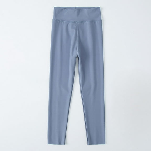 Eltusu Girls Leggings, Elastic Waist Stretch Solid Color Dance Girls Pants Blue Size 12-13 T