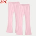thumbnail image 1 of Eltusu Girls Cotton Leggings, Stretch Two Pieces Elastic Waist Solid Color Flare Pants Pink Size 3-14 T, 1 of 7