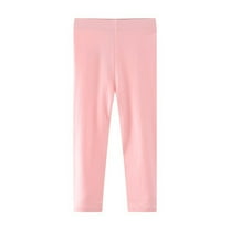 Eltusu Girls Leggings, Stretch Cotton Elastic Waist Casual Tight Pants Pink Size 5T