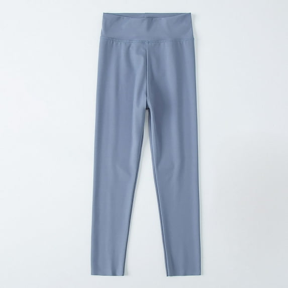 Eltusu Girls Leggings, Stretch Solid Color Dance Elastic Waist Girls Pants Blue Size 8-9 T