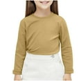 thumbnail image 1 of Eltusu Girls Long Sleeve Tops, Pullover Crewneck Cotton Warm Girls Undershirts Yellow Size 12-13 T, 1 of 5