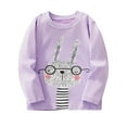 thumbnail image 1 of Eltusu Girls Long Sleeve Tops, Pullover Printed Crew Neck Cotton Girls Blouses Purple Size 8 T, 1 of 5