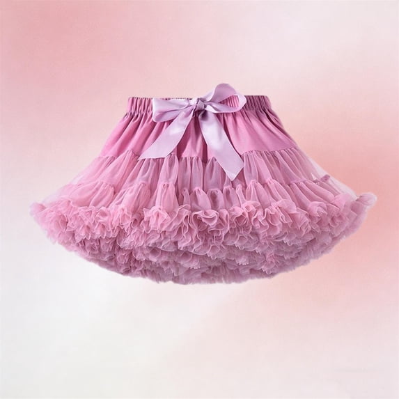 Eltusu Girls Mesh Skirts , Elastic Waist Tutu Skirts Summer Princess Performance Clothes Watermelon Red Size 5-7 T