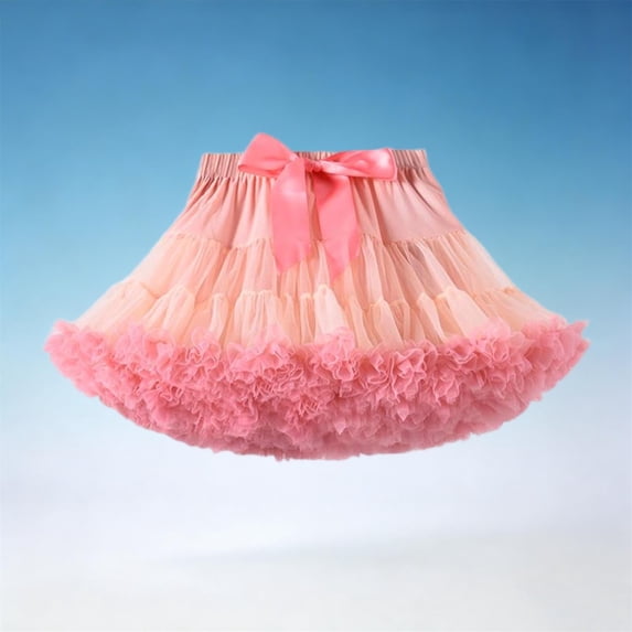 Eltusu Girls Mesh Skirts , Party Elastic Waist Tutu Skirts Summer Performance Clothes Watermelon Red Size 3-4 T