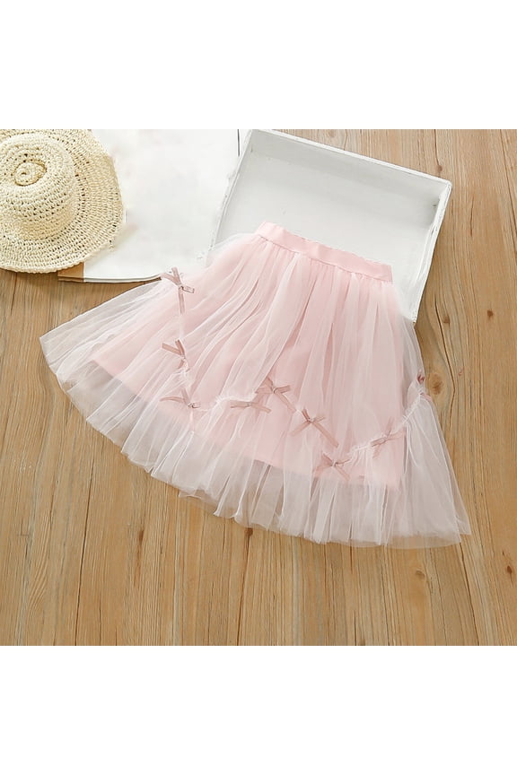 Girls Mesh Skirts , Performance Solid Color Elastic Waist Tutu Skirts Mini Skirts Pink Size 5-6T