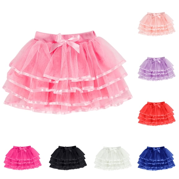 Eltusu Girls Mesh Skirts , Performance Tutu Skirts Elastic Waist Fashion Mini Skirts Watermelon Red Size 10-12 T