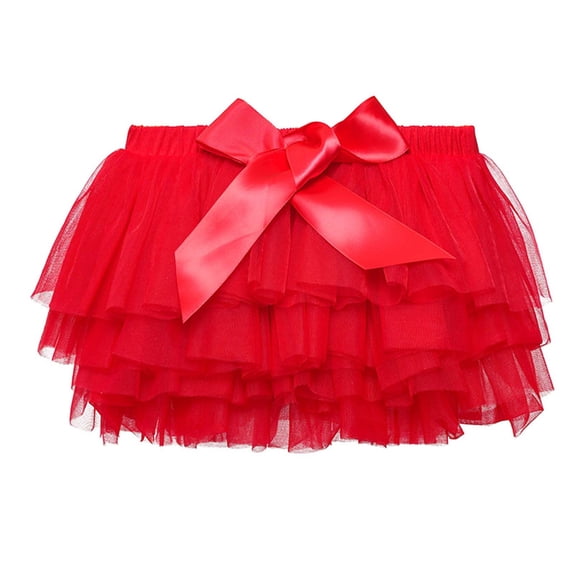Eltusu Girls Mesh Skirts , Performance Tutu Skirts Elastic Waist Princess Mini Skirts Red Size 3-4T