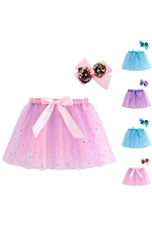 Girls Mesh Skirts , Princess Tutu Skirts Performance Elastic Waistband Mini Skirts Pink Size 6 T