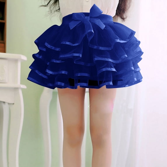 Eltusu Girls Mesh Skirts , Tutu Skirts Elastic Waist Performance Fashion Mini Skirts Blue Size 3-4T