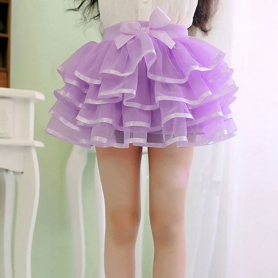 Eltusu Girls Mesh Skirts , Tutu Skirts Fashion Performance Elastic Waist Mini Skirts Purple Size 4-5T