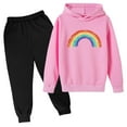 thumbnail image 1 of Eltusu Girls Outfit Sets 2 Pieces, Pullover Long Sleeve Casual Hoodies and Sweatpants Set Pink Size 6 T, 1 of 2