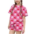 thumbnail image 1 of Eltusu Girls Outfit Sets, 2PC Elastic Waistband Printed Short Sleeve Summer Clothes Sets Hot Pink Size 5-6 T, 1 of 5