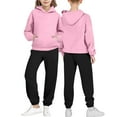 thumbnail image 1 of Eltusu Girls Outfit Sets, Casual Long Sleeve 2 Pieces Relaxed Fit Hoodies and Sweatpants Pink Size 2-14 T, 1 of 5